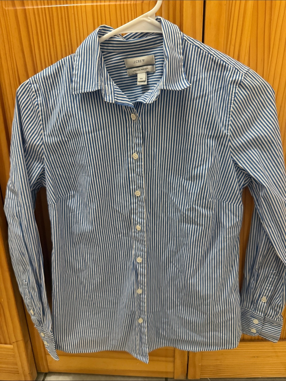 J. Crew Blue and White Vertical Stripe Dress Shirt